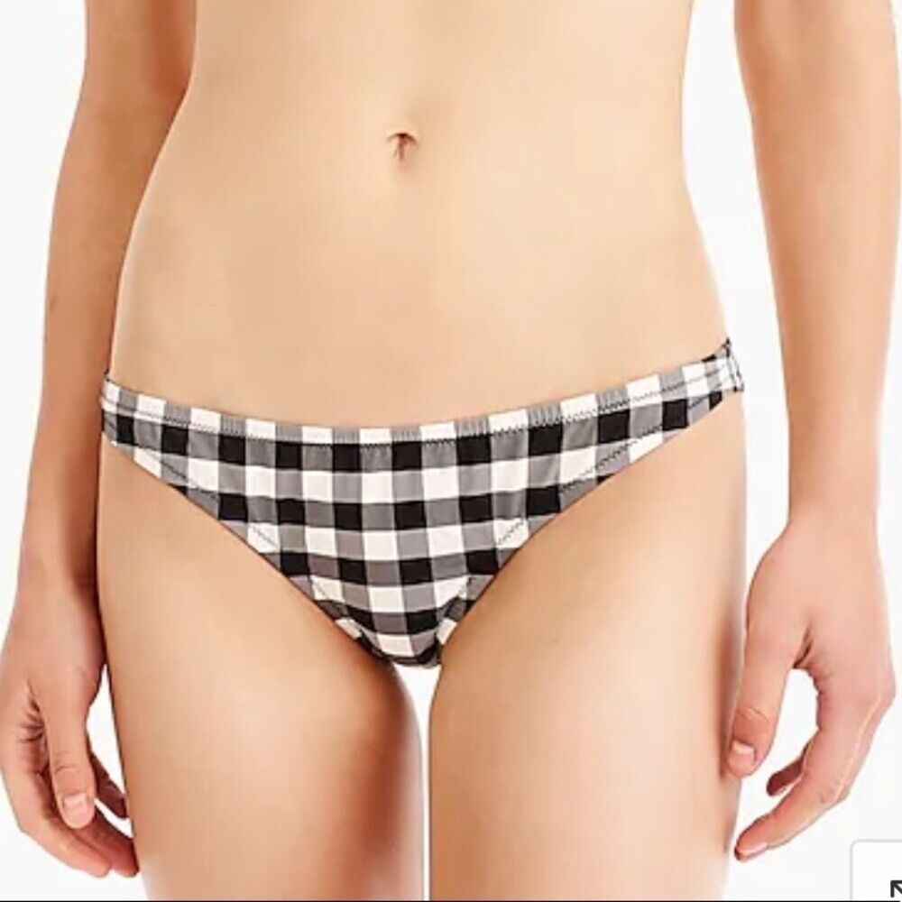 J Crew Cali Hipster bikini bottom Avril oversized matte gingham J1771 black L